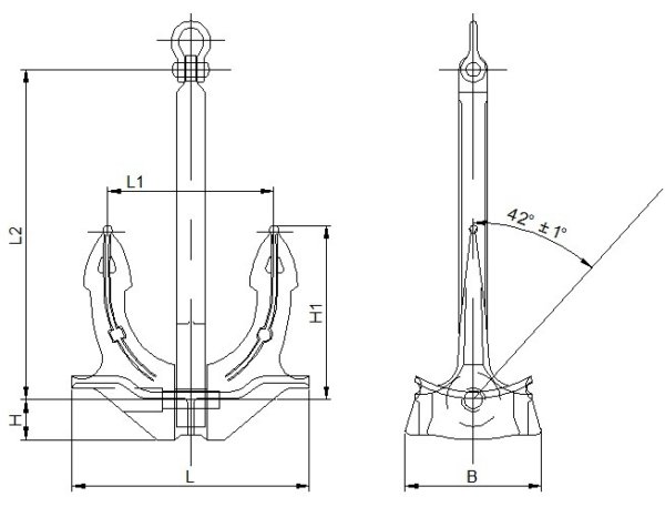 JIS Stockless Anchor - 100kg-46000kg Marine Anchors With Certificate ...