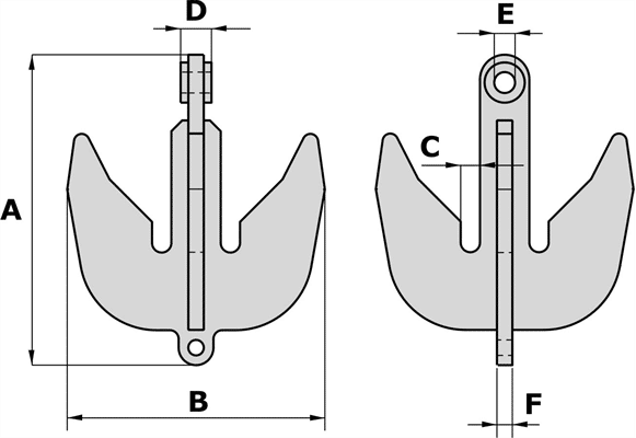 grapnel-hook-anchor-dimensions Chain Grapnel 